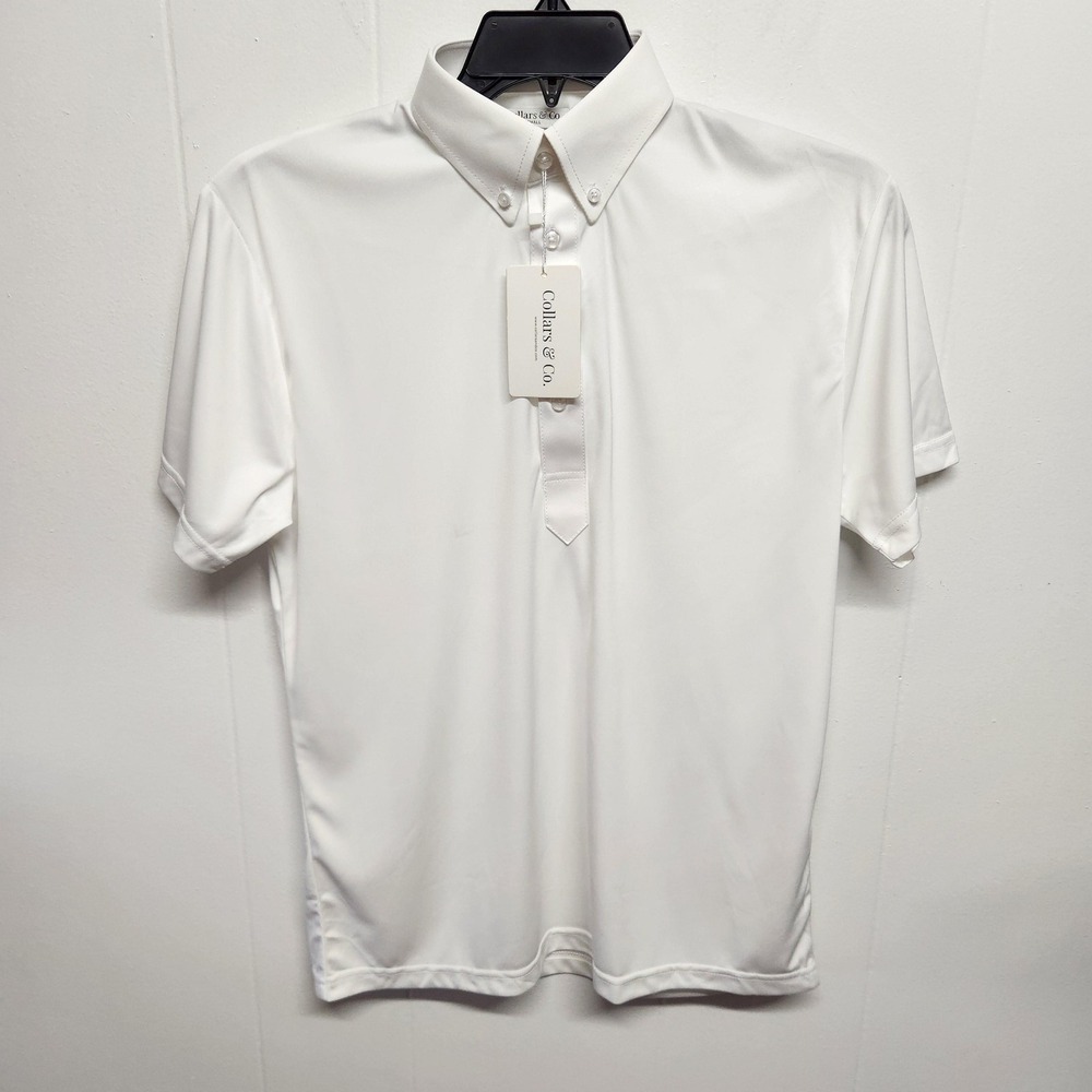 Collars &‎ Co. Polo Shirt Mens Small White Dress Collar Short Sleeve Polyester